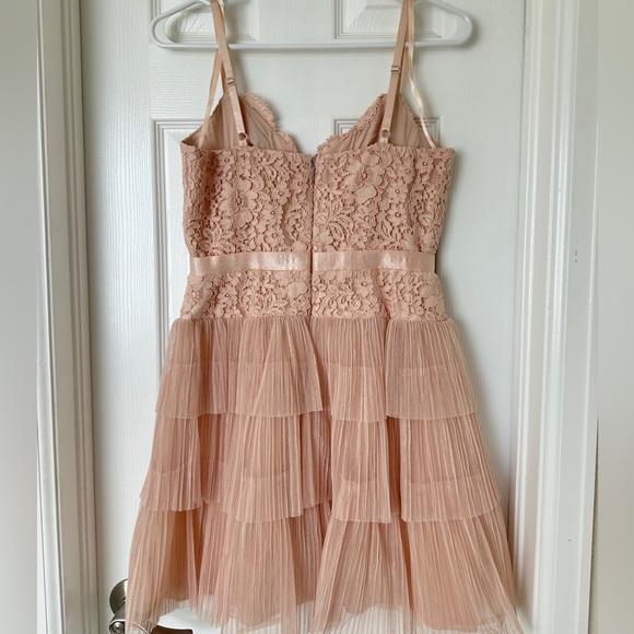 BCBG Champagne Pink Lace Tulle Cocktail Dress Sz 4 - Picture 5 of 7